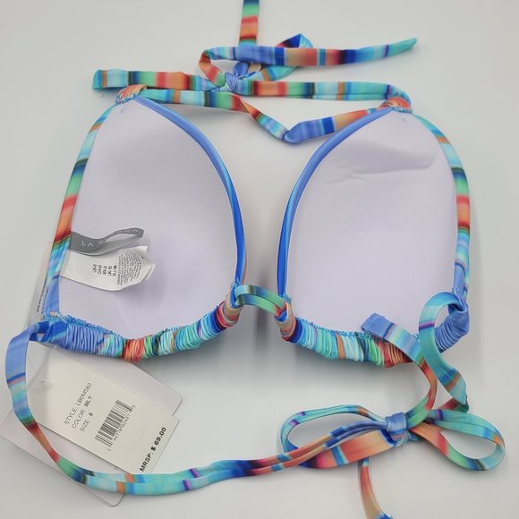 NWT La Blanca Sunset Striped Triangle Bikini Top - Picture 8 of 10